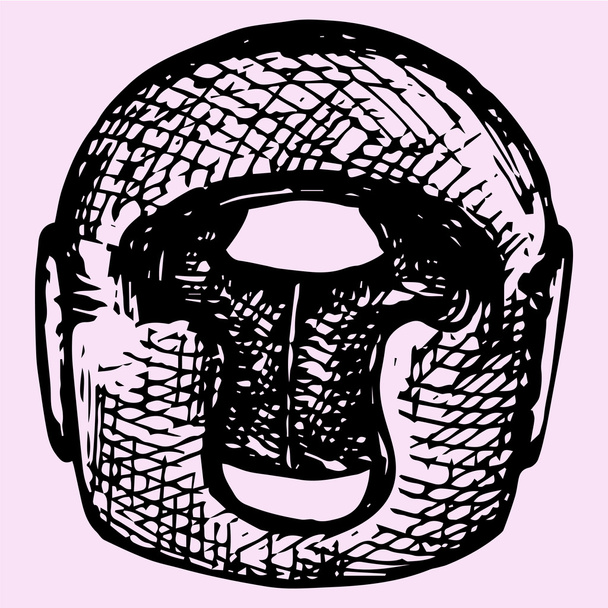 Boxing helmet, doodle style - Vector, Image