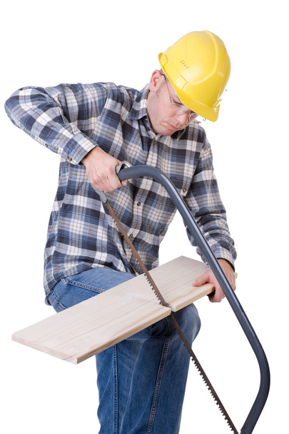 Craftsman with saw - Фото, зображення