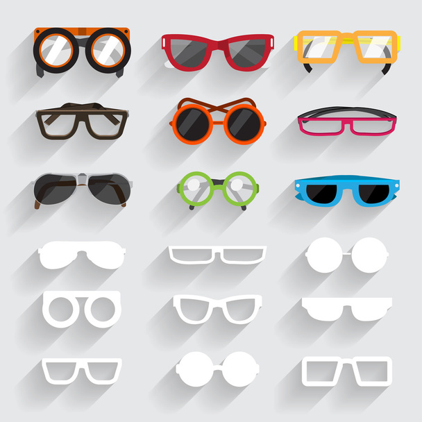 Ícones de conjunto de óculos
 - Vetor, Imagem