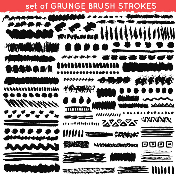 Set of grunge and ornamental different brush strokes. illustration - Foto, Bild