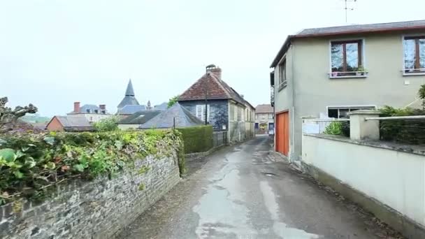 Street of a small European town. France. Flycam - Footage, Video