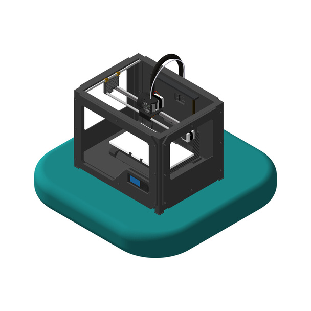 Isometric icons 3D Printer. Pictograms 3D Printer. Isolated vector illustration - Διάνυσμα, εικόνα