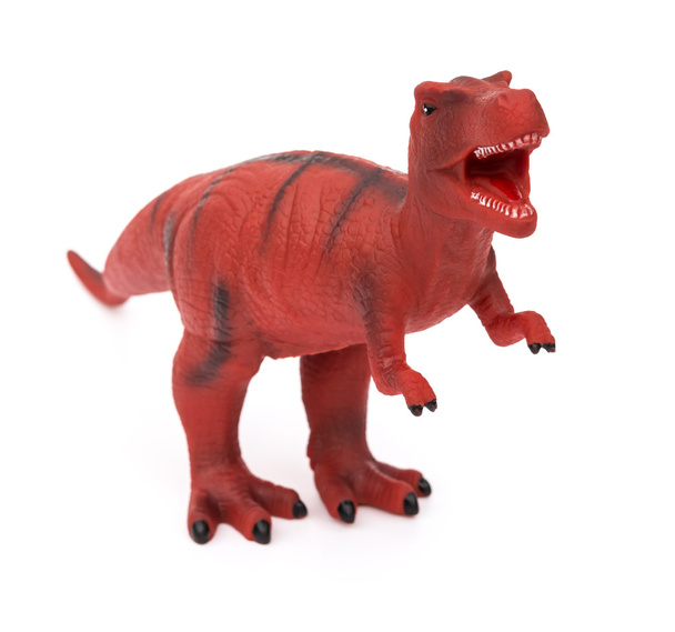 giocattolo tirannosauro rosso su sfondo bianco
 - Foto, immagini