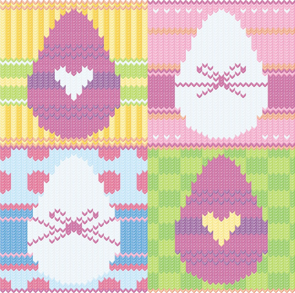 Knitted background with Easter eggs - Vektor, obrázek