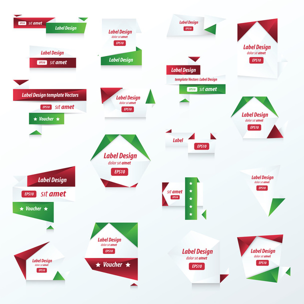Pack de colección de etiquetas Color rojo, verde
 - Vector, Imagen