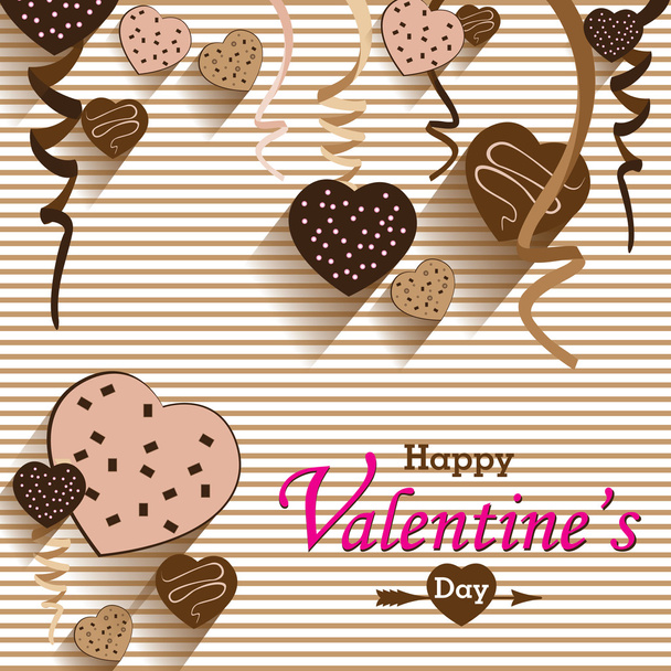 Día de San Valentín y fiesta de chocolate corazón sobre fondo colorido. Vector Party Corazón de chocolate y corazón lleno en fondo colorido
. - Vector, Imagen