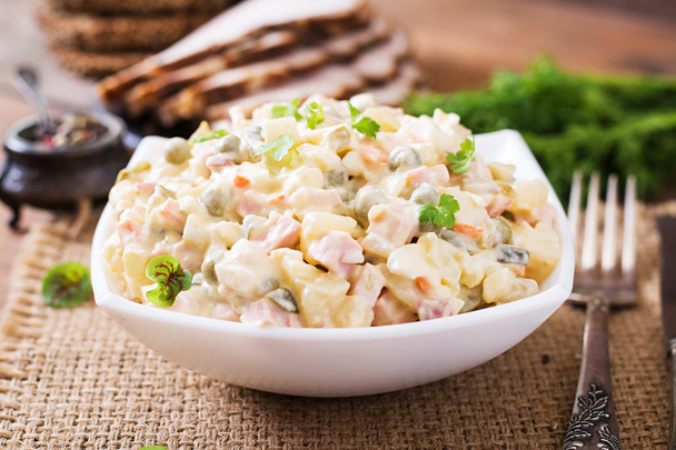 Traditional Russian salad "Olivier". - Photo, Image