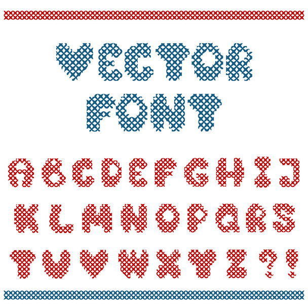 vector embroidered letters - Vektör, Görsel