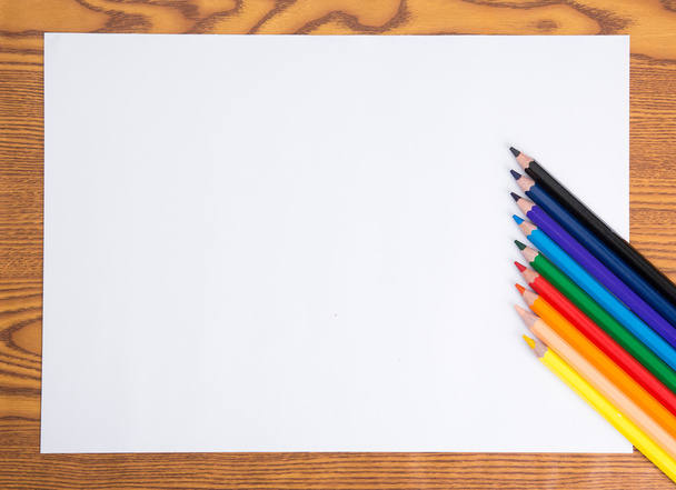 white paper and color pencil - Foto, Imagen