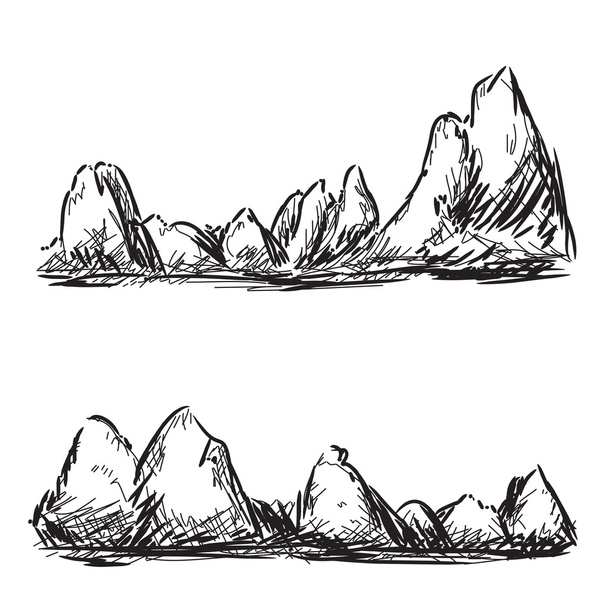 Montañas dibujadas a mano vector ilustración. - Vector, imagen