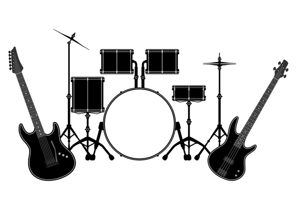 太鼓セット、電子ギター - ベクター画像