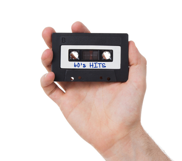 Vintage audio cassette tape, geïsoleerd op witte achtergrond - Foto, afbeelding