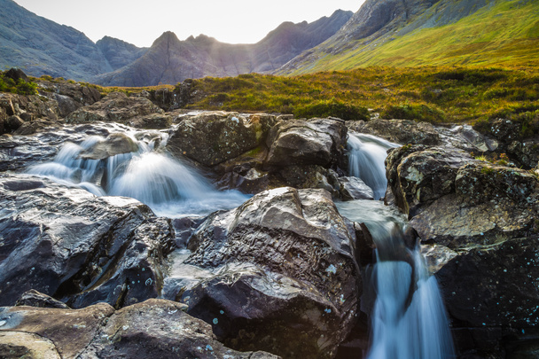 The Fairy Pools and the mountains of Glenbrittle at early morning on Isle of Skye - Scotland, UK - Фото, зображення