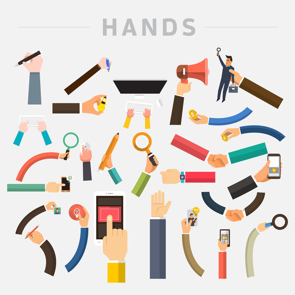 Ανακατέψτε τα χέρια που κρατούν πολλαπλών συσκευών - Διάνυσμα, εικόνα