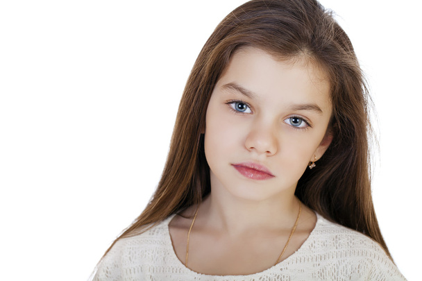 Portrait of a charming brunette little girl - Фото, зображення