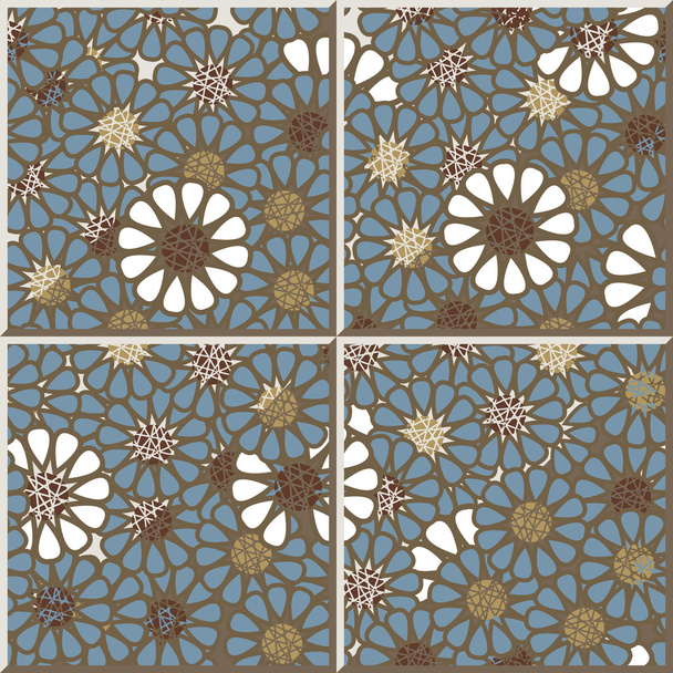 Vintage seamless wall tiles of retro round flower, Moroccan, Portuguese. - ベクター画像