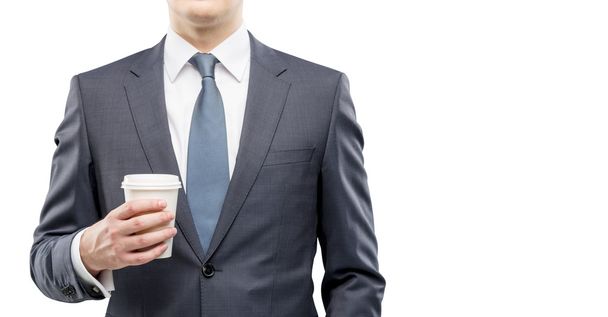 Businessman with coffee, break - Foto, afbeelding