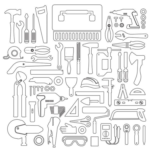 hand werk tools verzamelbox - Vector, afbeelding
