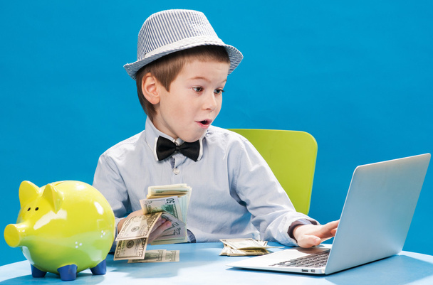 Little businessman counting money - Photo, Image