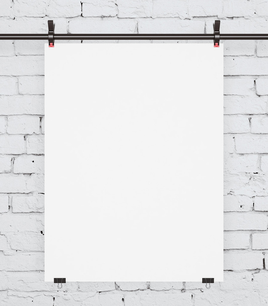 білий плакат сендвіч-металеві застібки на цегляній стіні
 - Фото, зображення