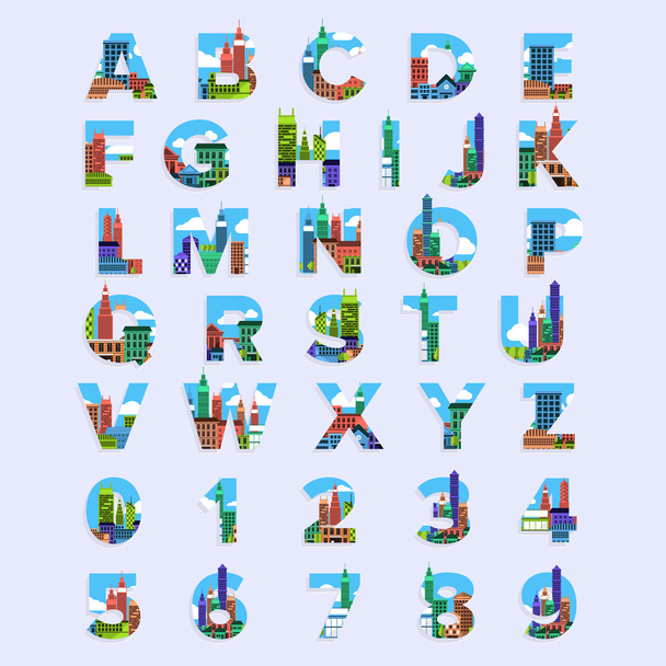 Alfabet instellen de stad afbeelding - Vector, afbeelding