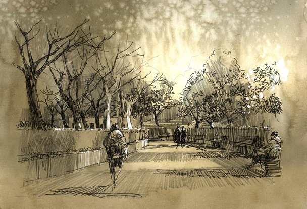 вільний ескіз прогулянки міського парку
 - Фото, зображення