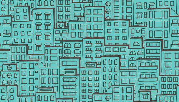 Seamless houses pattern - Vector, Image