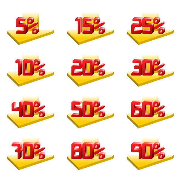 Discount Labels. Red square 3d with arrow vector - Vektör, Görsel