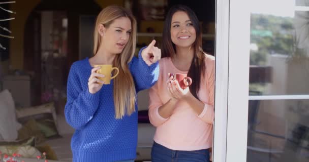 women enjoying refreshments at home - Video, Çekim