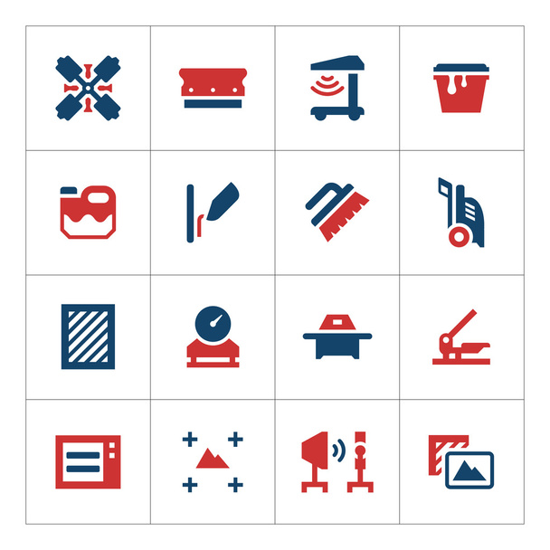Set color icons of screen printing - Vector, Image