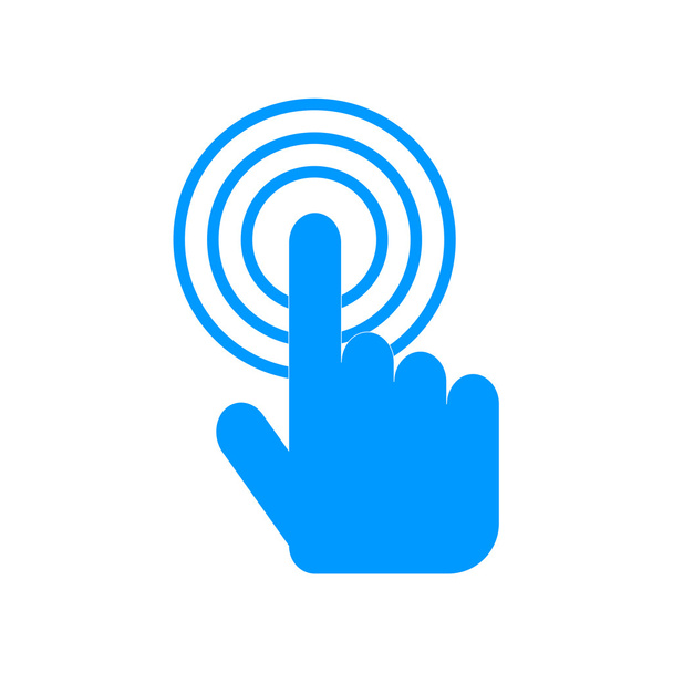 Ilustração do vetor do emblema do sinal. Mão com toque em um botão ou dedo apontador
. - Vetor, Imagem