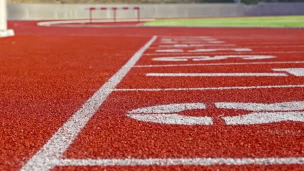 Running track with lanes on a stadium, dolly - Footage, Video