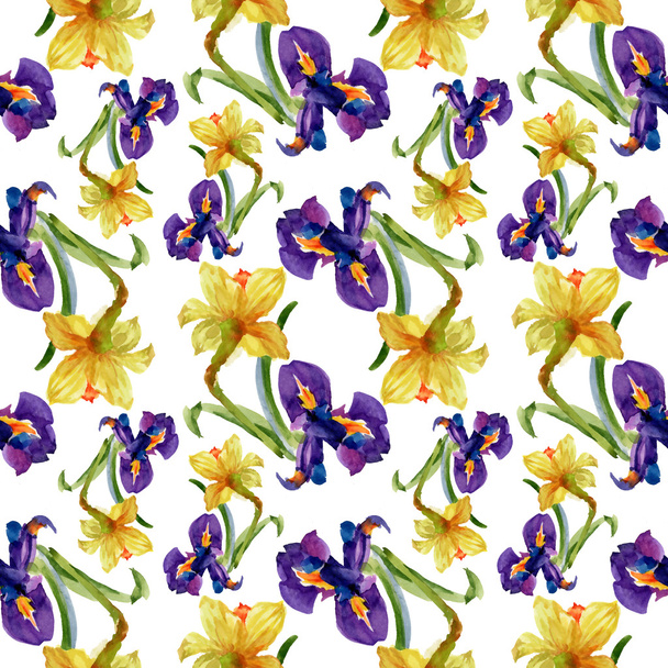 iris and narcissus flowers - Zdjęcie, obraz