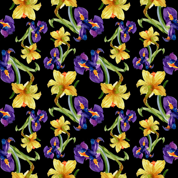 iris and narcissus flowers - 写真・画像