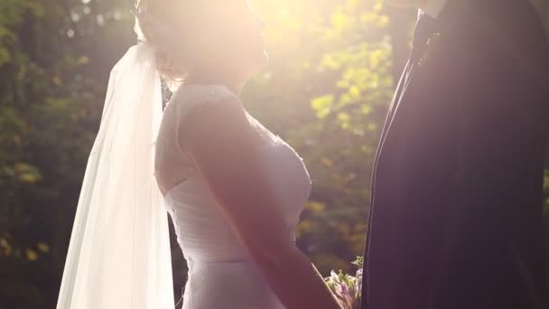 Menyasszony és a vőlegény az erdő csók - Felvétel, videó