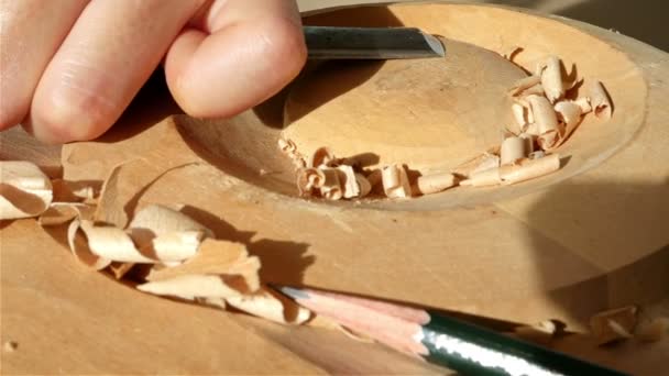 Scultura in legno - Scalpello umano a mano un pezzo di legno
 - Filmati, video