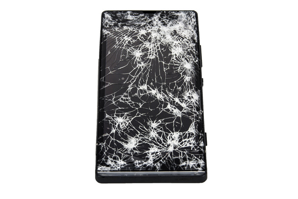 Moderne mobiele smartphone met gebroken scherm geïsoleerd - Foto, afbeelding
