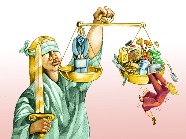 on the scales of justice for men and women - Photo, Image