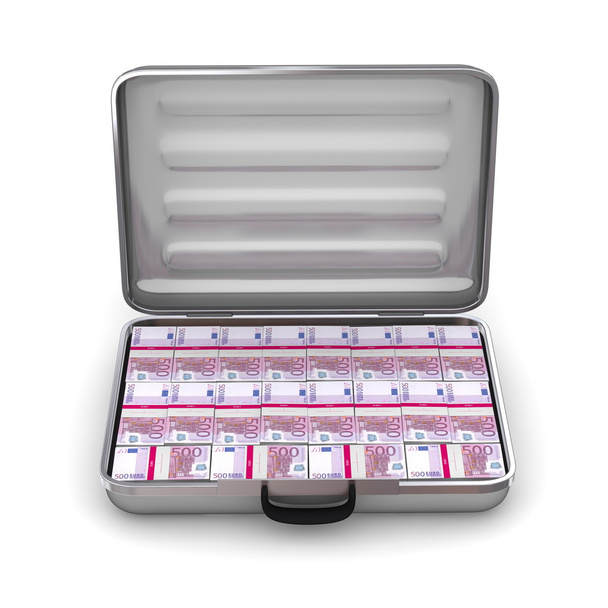 Відкриті срібло сірий портфелі не синхронізуються із євро нотатки - Фото, зображення