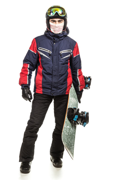 Male snowboarder with the board. - Zdjęcie, obraz