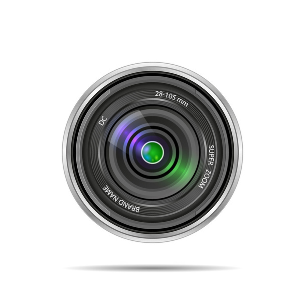 Obiettivo realistico della fotocamera isolato su sfondo bianco. illustrazioni vettoriali
 - Vettoriali, immagini