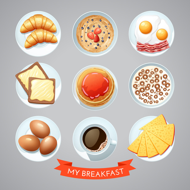 Poster With Breakfast Set - Vector, Image