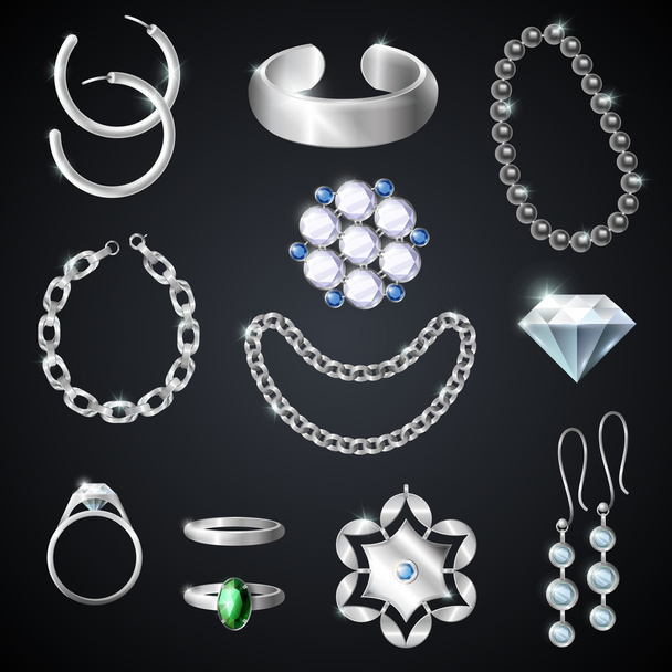 Jewelry Silver Set - Διάνυσμα, εικόνα