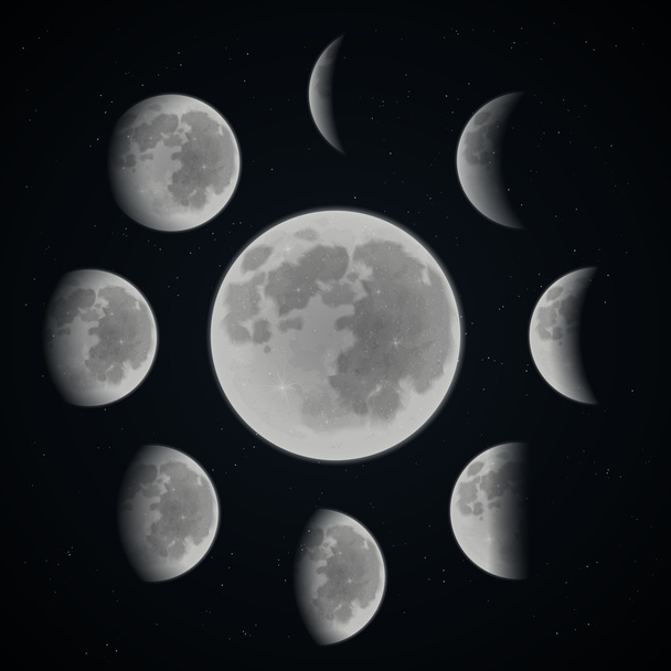 Moon phase set - Vektor, kép