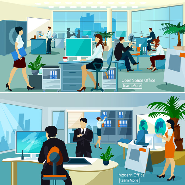 Office composities met werknemers - Vector, afbeelding
