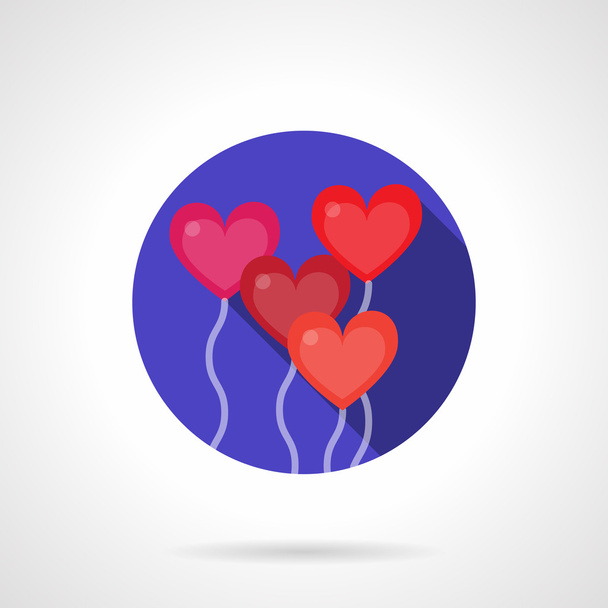 Heart balloons round purple flat vector icon - Vector, Image