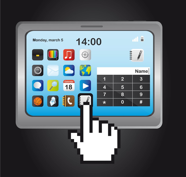tablet with icons - Vetor, Imagem