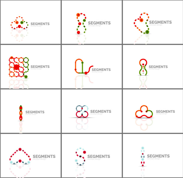 Набор линейных абстрактных логотипов и вихревых форм. Эмблема компании, икона бизнеса
 - Вектор,изображение
