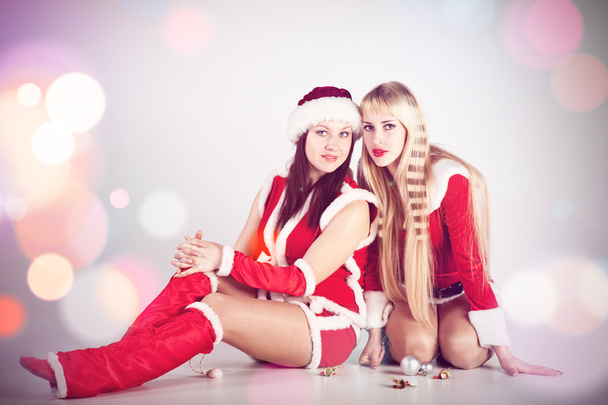 two beautiful Santa girls - Foto, Imagem