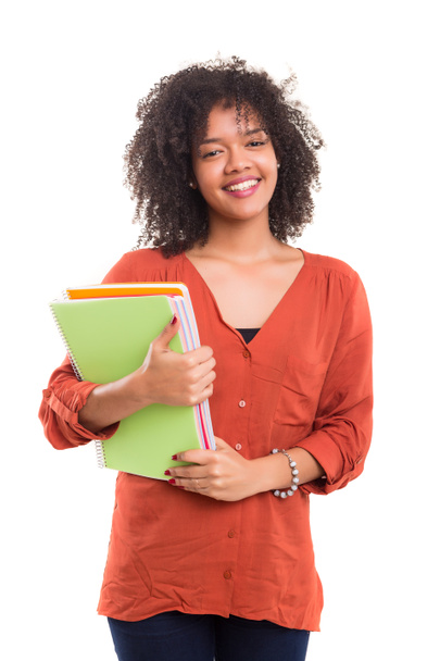 Beautiful student holding notebooks - Фото, изображение